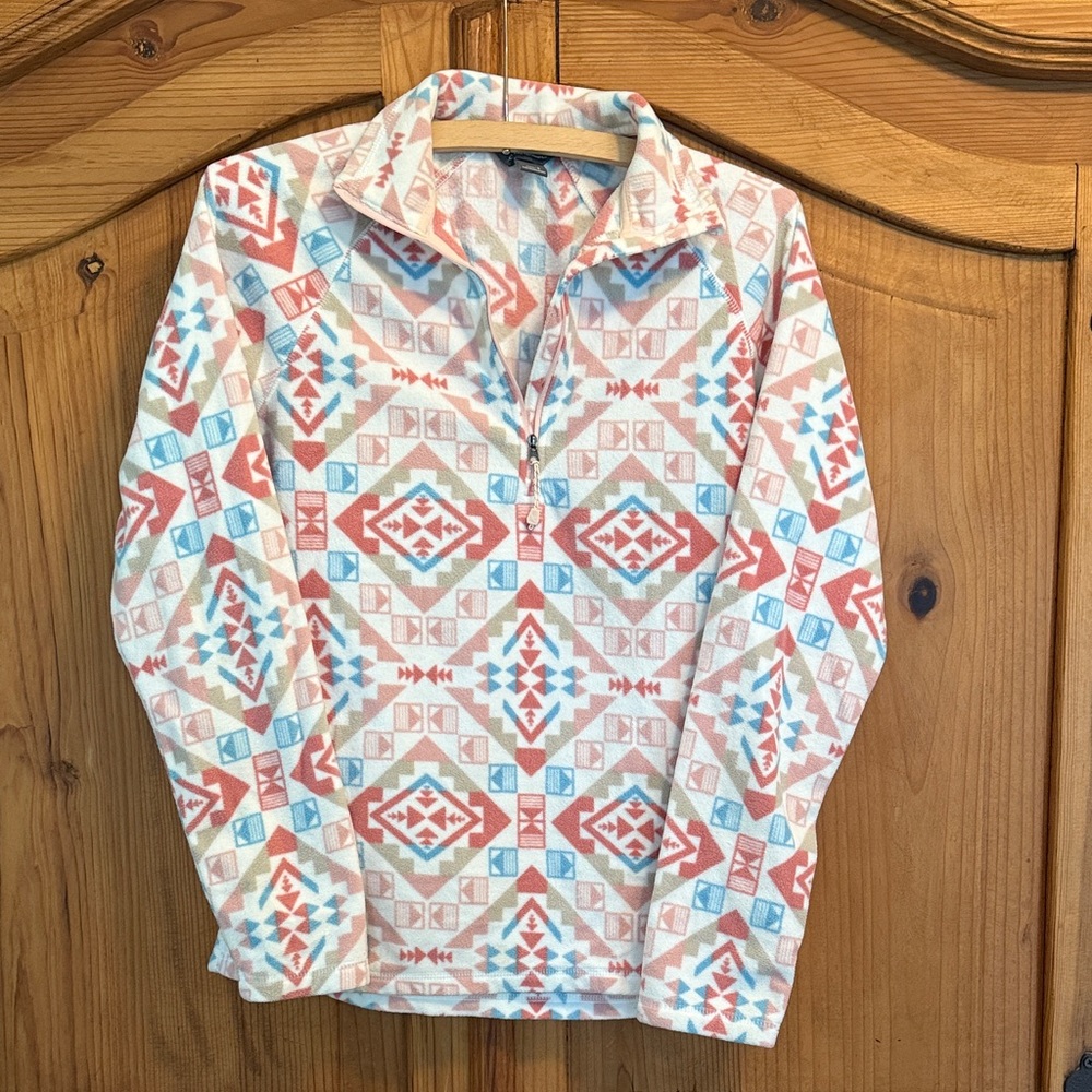 Eddie Bauer Women’s Geometric Pattern Multicolor 1/4 Zip Fleece